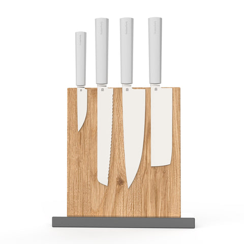 Butterfork 4-Piece Purest Knife Set With Stand, Modern Knife Set for Professional and Home Chef, Light Grey