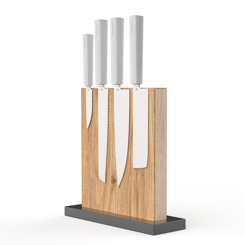 Butterfork 4-Piece Purest Knife Set With Stand, Modern Knife Set for Professional and Home Chef, Light Grey