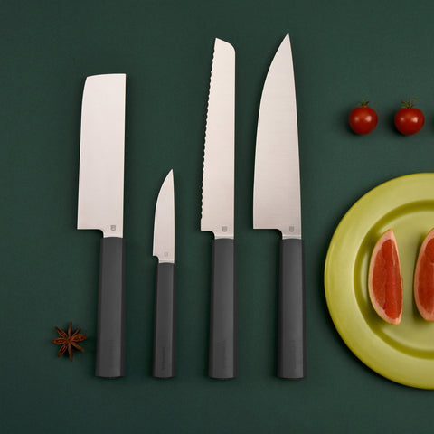 Butterfork 4-Piece Purest Knife Set, Modern Knife Set for Professional and Home Chef, Dark Grey