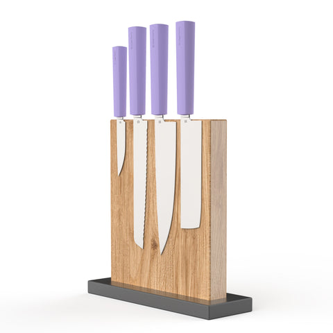 Butterfork 4-Piece Purest Knife Set With Stand, Modern Knife Set for Professional and Home Chef, Mist Violet
