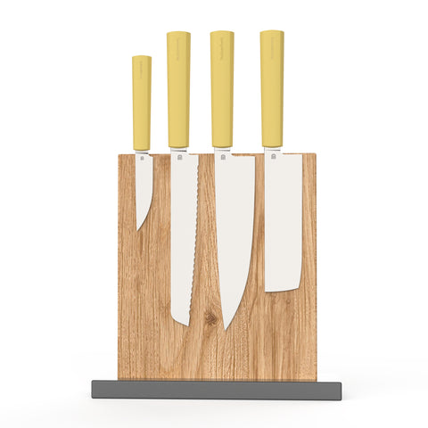 Butterfork 4-Piece Purest Knife Set With Stand, Modern Knife Set for Professional and Home Chef, Pale Yellow