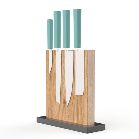 Butterfork 4-Piece Purest Knife Set With Stand, Modern Knife Set for Professional and Home Chef, Turquoise Green