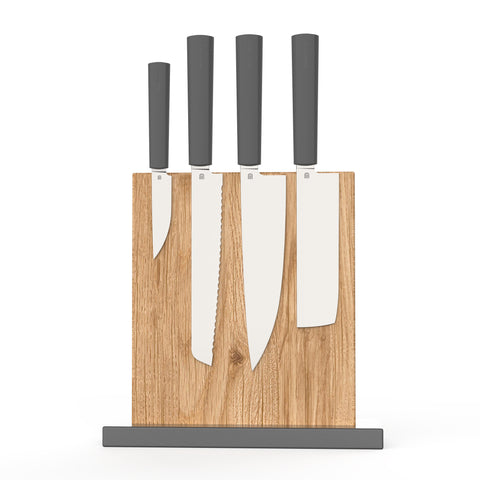 Butterfork 4-Piece Purest Knife Set With Stand, Modern Knife Set for Professional and Home Chef, Dark Grey