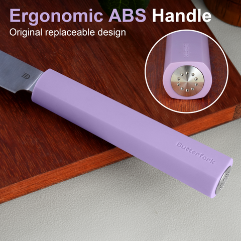 Butterfork Purest  3.5'' Paring Knife with Oak Sheath, Modern Vegetable & Fruit Knife, AR-RPM9 Stainless Steel, Replaceable ABS Handle, Mist Violet