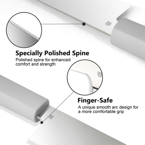 Butterfork Purest 8” Chef's Knife, AR-RPM9 Stainless Steel, Replaceable ABS Handle, Light Grey