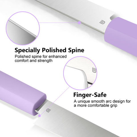 Butterfork Purest  3.5'' Paring Knife with Oak Sheath, Modern Vegetable & Fruit Knife, AR-RPM9 Stainless Steel, Replaceable ABS Handle, Mist Violet