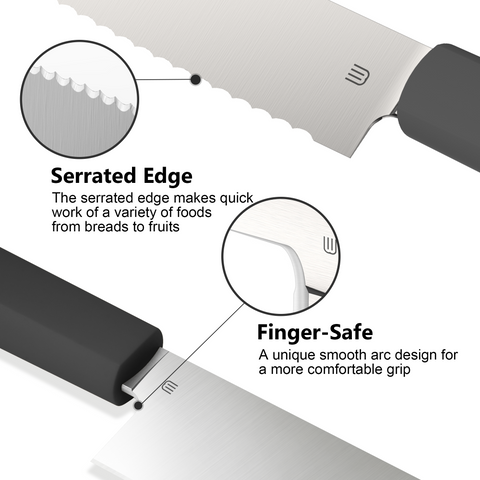 Butterfork Purest 8” Bread Knife with Oak Sheath, AR-RPM9 Stainless Steel, Replaceable ABS Handle, Dark Grey