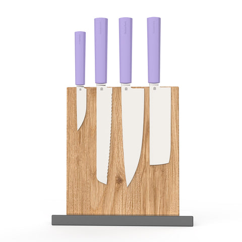 Butterfork 4-Piece Purest Knife Set With Stand, Modern Knife Set for Professional and Home Chef, Mist Violet