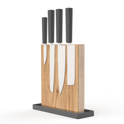 Butterfork 4-Piece Purest Knife Set With Stand, Modern Knife Set for Professional and Home Chef, Dark Grey