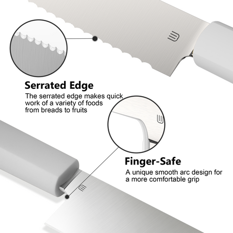 Butterfork Purest 8” Bread Knife, AR-RPM9 Stainless Steel, Replaceable ABS Handle, Light Grey