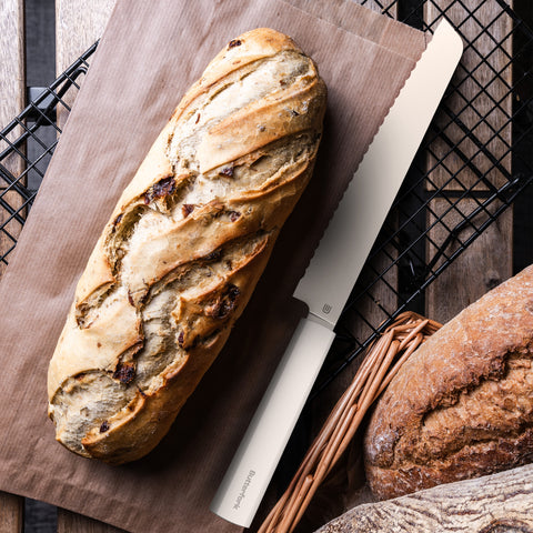Butterfork Purest 8” Bread Knife, AR-RPM9 Stainless Steel, Replaceable ABS Handle, Light Grey