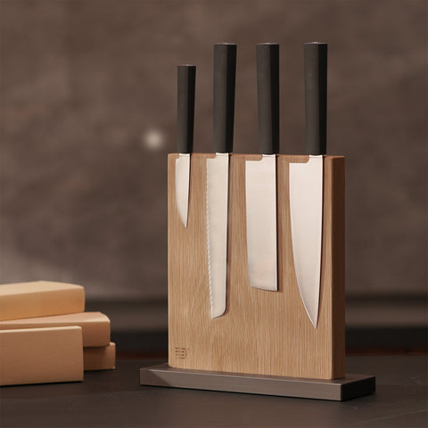 Butterfork 4-Piece Purest Knife Set With Stand, Modern Knife Set for Professional and Home Chef, Dark Grey