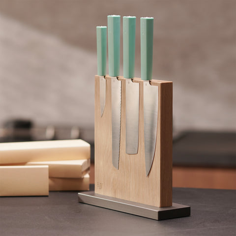 Butterfork 4-Piece Purest Knife Set With Stand, Modern Knife Set for Professional and Home Chef, Turquoise Green