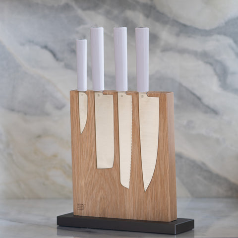 Butterfork 4-Piece Purest Knife Set With Stand, Modern Knife Set for Professional and Home Chef, Light Grey