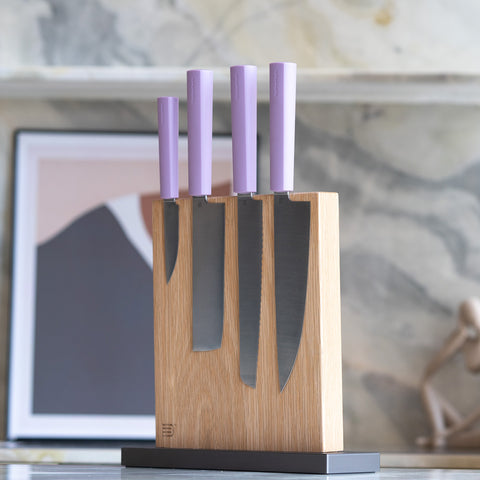 Butterfork 4-Piece Purest Knife Set With Stand, Modern Knife Set for Professional and Home Chef, Mist Violet