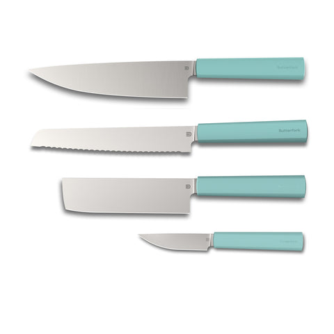 Butterfork 4-Piece Purest Knife Set, Modern Knife Set for Professional and Home Chef, Turquoise Green
