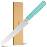 Butterfork Purest 8” Bread Knife with Oak Sheath, AR-RPM9 Stainless Steel, Replaceable ABS Handle, Turquoise Green