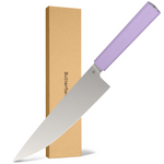 Butterfork Purest 8” Chef's Knife with Oak Sheath, AR-RPM9 Stainless Steel, Replaceable ABS Handle, Mist Violet