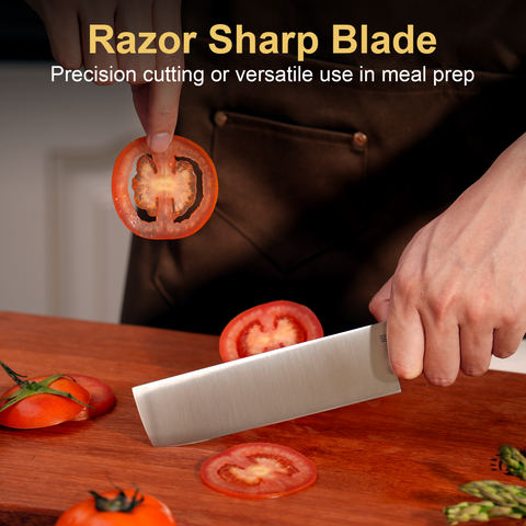 Butterfork Purest 6.2'' Nakiri Knife, AR-RPM9 Stainless Steel, Replaceable ABS Handle, Pale Yellow
