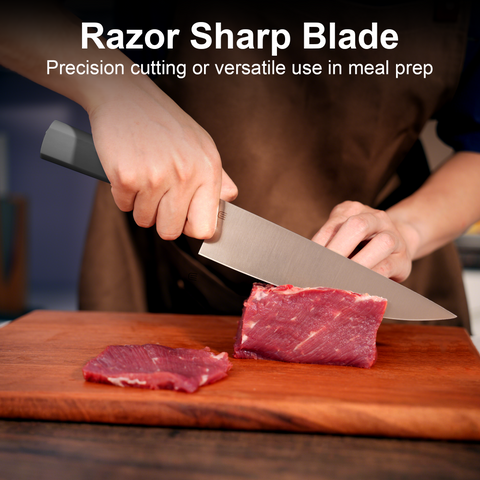 Butterfork Purest 8” Chef's Knife, AR-RPM9 Stainless Steel, Replaceable ABS Handle, Dark Grey