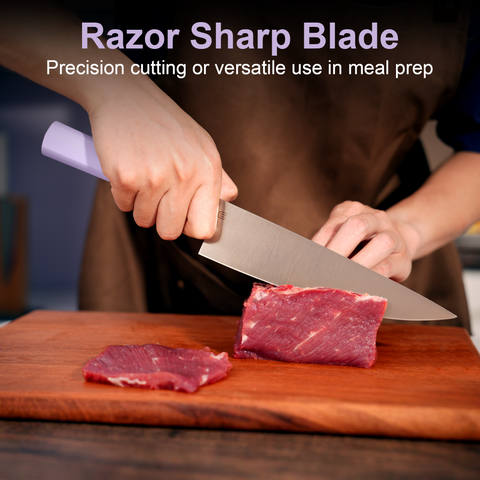 Butterfork Purest 8” Chef's Knife, AR-RPM9 Stainless Steel, Replaceable ABS Handle, Mist Violet