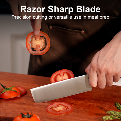 Butterfork Purest 6.2'' Nakiri Knife, AR-RPM9 Stainless Steel, Replaceable ABS Handle, Dark Grey
