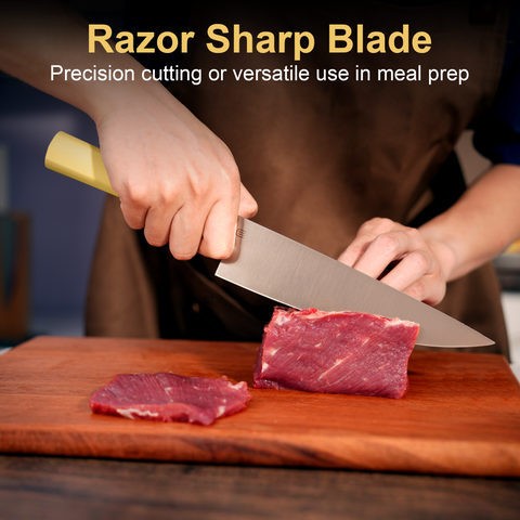 Butterfork Purest 8” Chef's Knife, AR-RPM9 Stainless Steel, Replaceable ABS Handle, Pale Yellow