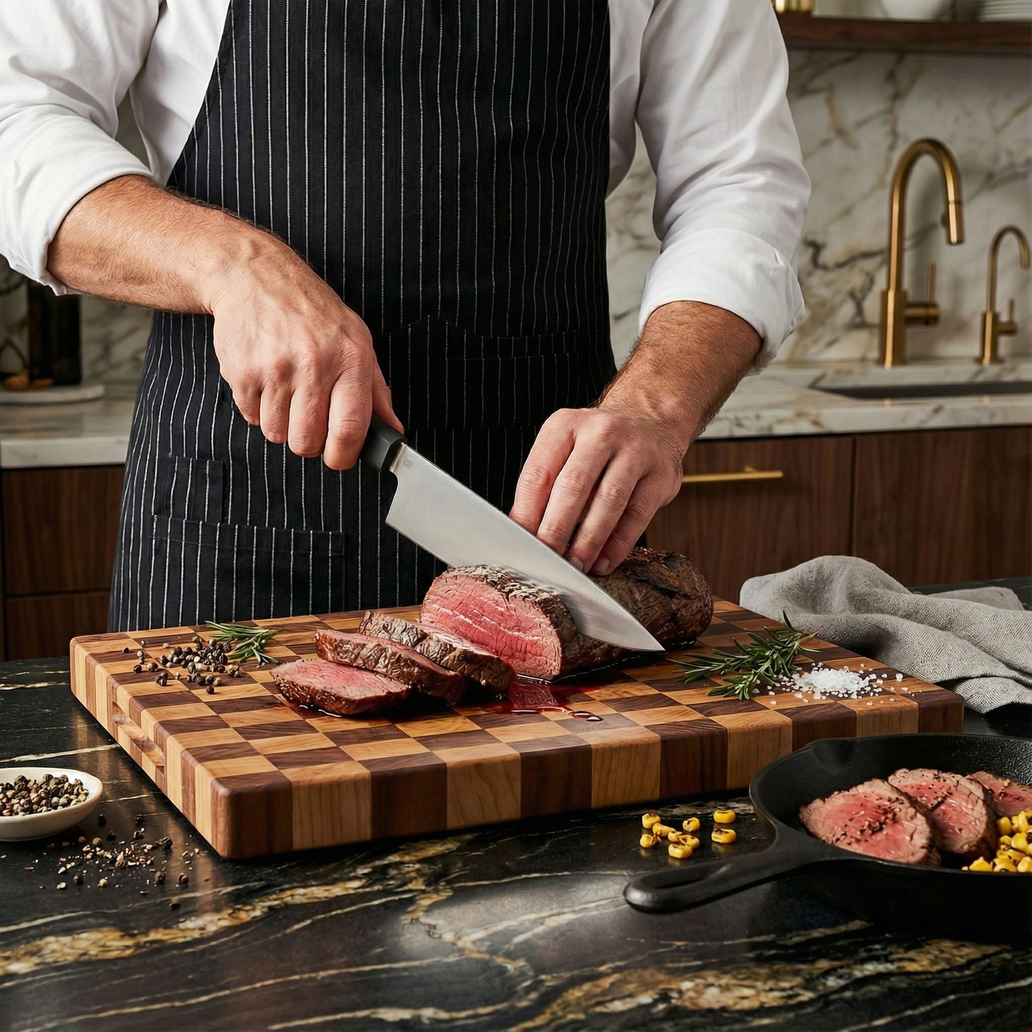 Butterfork Purest 8” Chef's Knife with Oak Sheath- Dark Grey