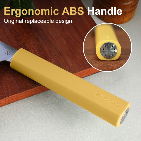 Butterfork Purest 8” Chef's Knife, AR-RPM9 Stainless Steel, Replaceable ABS Handle, Pale Yellow