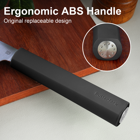 Butterfork Purest 6.2'' Nakiri Knife, AR-RPM9 Stainless Steel, Replaceable ABS Handle, Dark Grey