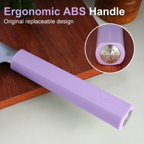 Butterfork Purest 8” Chef's Knife, AR-RPM9 Stainless Steel, Replaceable ABS Handle, Mist Violet