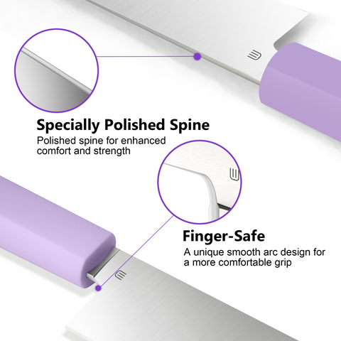 Butterfork Purest 8” Chef's Knife, AR-RPM9 Stainless Steel, Replaceable ABS Handle, Mist Violet