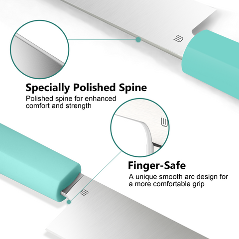 Butterfork Purest 6.2'' Nakiri Knife, AR-RPM9 Stainless Steel, Replaceable ABS Handle, Turquoise Green
