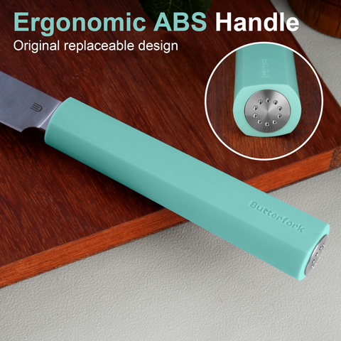 Butterfork Purest  3.5'' Paring Knife with Oak Sheath, Morden Vegetable & Fruit Knife, AR-RPM9 Stainless Steel, Replaceable ABS Handle, Turquoise Green
