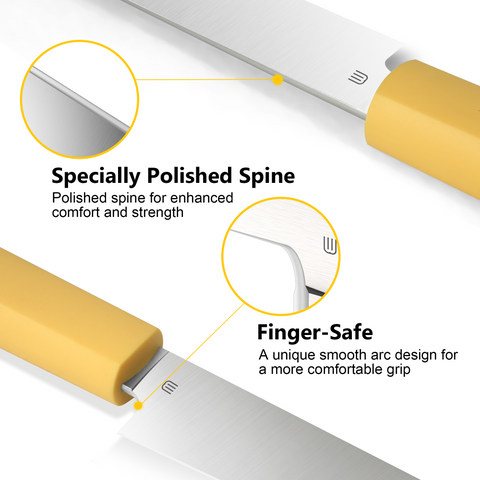 Butterfork Purest  3.5'' Paring Knife with Oak Sheath, Morden Vegetable & Fruit Knife, AR-RPM9 Stainless Steel, Replaceable ABS Handle, Pale Yellow