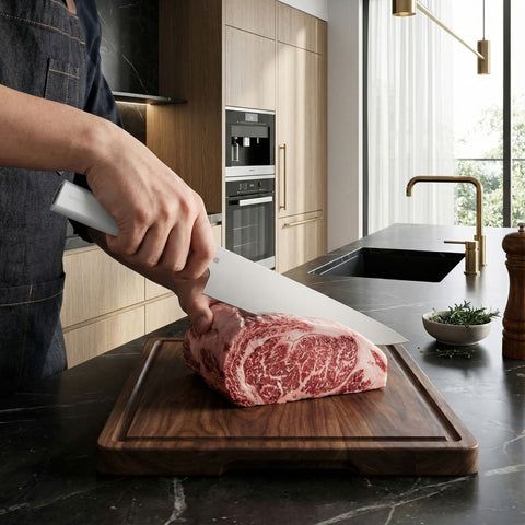 Butterfork Purest 8” Chef's Knife, AR-RPM9 Stainless Steel, Replaceable ABS Handle, Light Grey