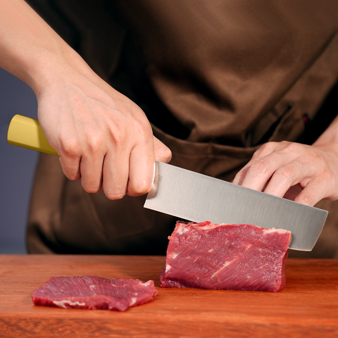 Butterfork Purest 6.2'' Nakiri Knife, AR-RPM9 Stainless Steel, Replaceable ABS Handle, Pale Yellow