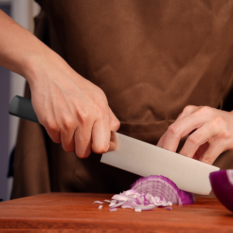 Butterfork Purest 6.2'' Nakiri Knife, AR-RPM9 Stainless Steel, Replaceable ABS Handle, Dark Grey