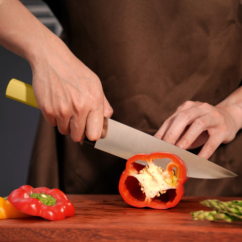 Butterfork Purest 8” Chef's Knife, AR-RPM9 Stainless Steel, Replaceable ABS Handle, Pale Yellow
