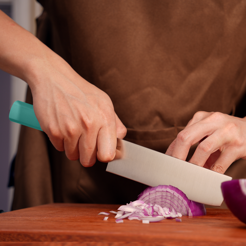 Butterfork Purest 6.2'' Nakiri Knife, AR-RPM9 Stainless Steel, Replaceable ABS Handle, Turquoise Green
