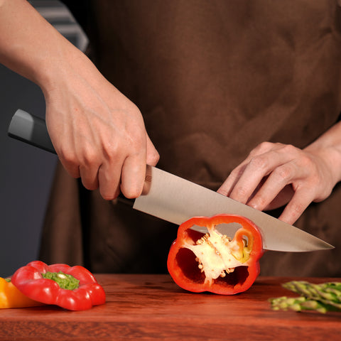 Butterfork Purest 8” Chef's Knife, AR-RPM9 Stainless Steel, Replaceable ABS Handle, Dark Grey