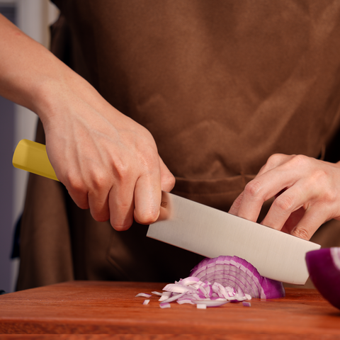 Butterfork Purest 6.2'' Nakiri Knife, AR-RPM9 Stainless Steel, Replaceable ABS Handle, Pale Yellow