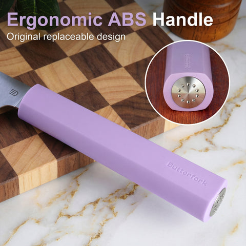 Butterfork Purest 8” Chef's Knife, AR-RPM9 Stainless Steel, Replaceable ABS Handle, Mist Violet