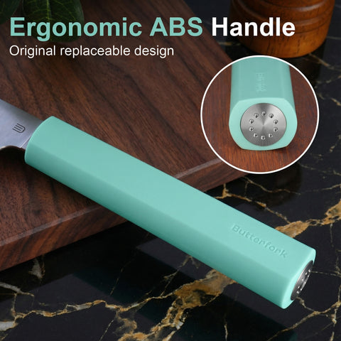 Butterfork Purest 8” Chef's Knife, AR-RPM9 Stainless Steel, Replaceable ABS Handle, Turquoise Green