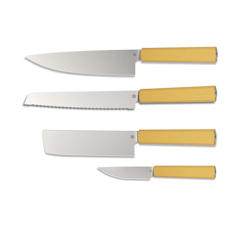 Butterfork 4-Piece Purest Knife Set, Modern Knife Set for Professional and Home Chef, Pale Yellow